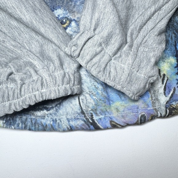 Upcycled Wildlife Patchwork Crewneck Handmade Quilt Rework Mountain Spirit Vibes - Picture 6 of 8